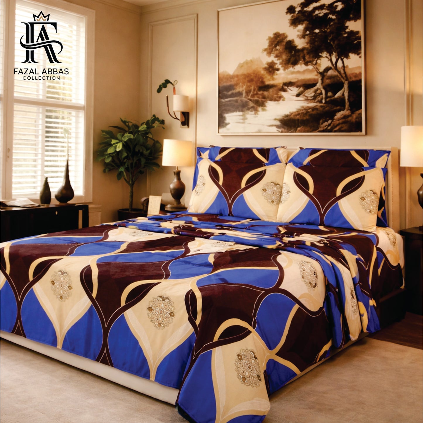 Elegant Bedsheet Set King Size – 6 PCS Complete Bedding Set | Durable & Stylish Design