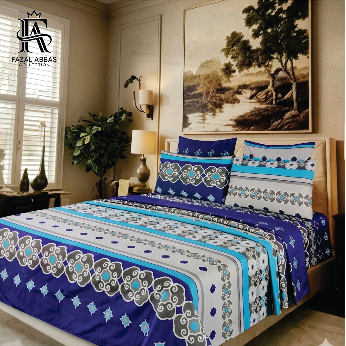 Stylish King Size Bedsheet Set – 6 PCS Luxury Bedding | Soft Fabric & Elegant Look