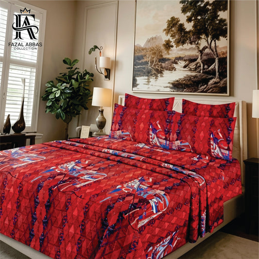 High Quality King Size Bedsheet Set – 6 PCS | Elegant Design | Soft & Washable
